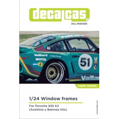 1/24 Porsche 935 K2 Window Frame Pre-cut Paint Masks for Beemax kits