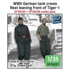 1/35 WWII German Tank Crew Resting on Tiger I (2 Figures, 2 Heads Each)