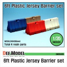 1/35 Modern 6ft Plastic Jersey Barrier Set (Width: 55mm, Length: 24mm, Height: 30mm; 4pcs)