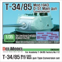 1/35 Soviet T-34/85 Tank D-5T Early (Mod.43) Turret Conversion Set for Academy #13290