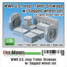 1/35 WWII US Willys Trailer Stowage Set w/Sagged Wheels