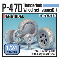 1/24 Republic P-47D Thunderbolt Sagged Wheels Set 1 for Kinetic kit K3207