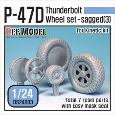 1/24 Republic P-47D Thunderbolt Sagged Wheels Set 3 for Kinetic kit K3207