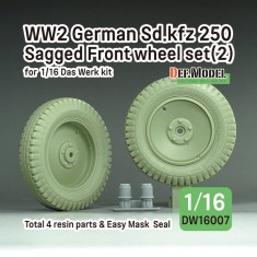 1/16 Sd.Kfz 250 Half Track Sagged Front Wheel set #2 for Das Werk kit