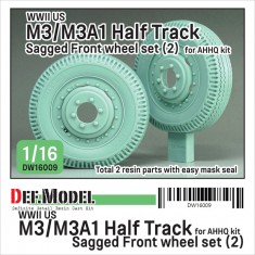 1/16 WWII US M3/M3A1 Halftrack Front Sagged Wheel set #2 for AHHQ kit