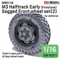1/16 WWII Us M3 Halftrack Early Front Sagged Wheel Set #2 - Firestone for AHHQ Kit