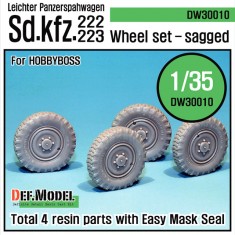 1/35 WWII German Sd.Kfz.222/223 Sagged Wheels Set for Hobby Boss kit #82442 (4 wheels)