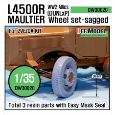 1/35 WWII Allies L4500R Maultier Sagged Wheel Set (DUNLxP) for Zvezda kit (3 wheels)