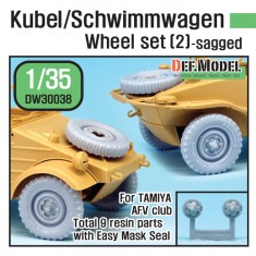 1/35 WWII Kubel/Schwimmwagen Sagged Wheels Set #2 for AFV Club/Tamiya kit