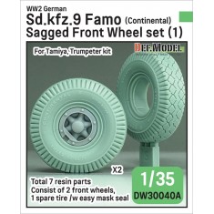 1/35 German Sdkfz.9 Famo Sagged Front Wheel Set #1 - Continental for Tamiya/Trumpeter Kits