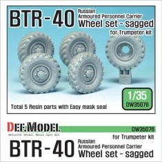 1/35 Russian BTR-40 APC Sagged Wheels Set for Trumpeter kit #05517 (5 wheels)