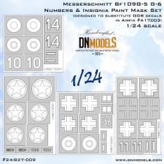 1/24 Messerschmitt Bf109G-5/G-6 Numbers and Insignia Paint Mask for Airfix #17003