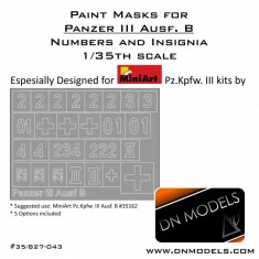 1/35 PzKpfw Panzer III Ausf. B Numbers & Insignia Paint Masks for MiniArt kits