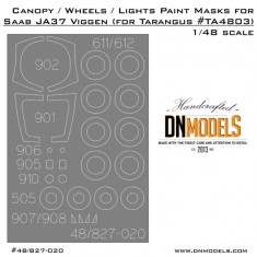 1/48 Saab 37 Viggen Canopy, Wheels and Lights Mask set for Tarangus/Special Hobby kits