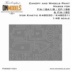 1/48 F/A-18A+/B/C & CF-188 Hornet Canopy & Wheels Paint Masks for Kinetic #K48030/48031