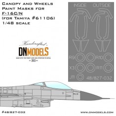 1/48 F-16C/N Canopy & Wheels Paint Masks for Tamiya #61106