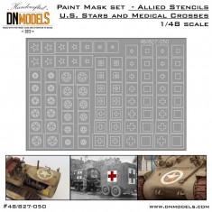 1/48 Allied Stars and Medical Crosses Paint Mask Stencils for Vehicles & Tanks 