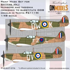 1/48 Spitfire Mk.I Insignia OOB Paint Mask Set for Tamiya kit #61119