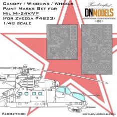 1/48 Mil Mi-24 Canopy, Windows & Wheels Paint Mask set for Zvezda kit #4823