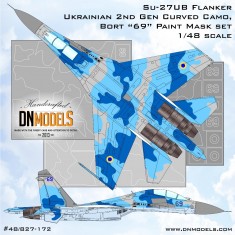 1/48 Su-27UB Ukrainian 2nd Gen Curved Camo Bort 69 Paint Mask for HobbyBoss/GWH/Academy
