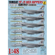 1/48 USN F-14B/D VF-11 Red Rippers Decals for Tamiya Kits