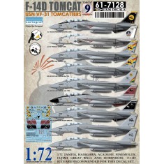 1/72 USN F-14D VF-31 Tomcatters Decals for Tamiya kit and Other Kits