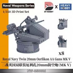 1/350 Royal Navy Twin 20mm Oerlikon AA Guns Mk.V (8pcs)