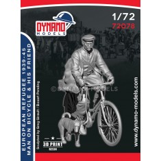 1/72 Civilian - Refugee Man on Bicycle and his Friend