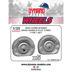 1/35 WWII Kubelwagen Type 1 Flat Tyre Road Wheels