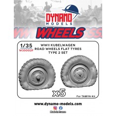 1/35 WWII Kubelwagen Type 2 Flat Tyre Road Wheels