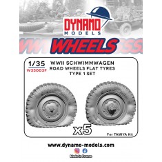 1/35 WWII Schwimmwagen Type 1 Flat Tyre Road Wheels