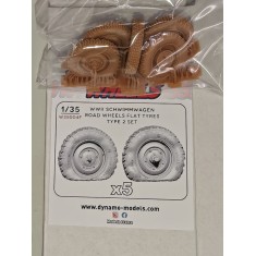 1/35 WWII Schwimmwagen Type 2 Flat Tyre Road Wheels