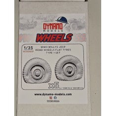 1/35 WWII Willys Jeep Flat Tyre Road Wheels