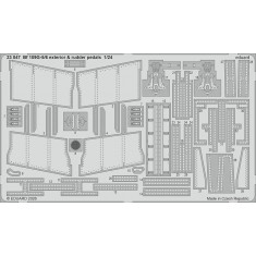 1/24 Bf 109G-5/6 Exterior and Rudder Pedals Photo-etched Sheet for Airfix kits