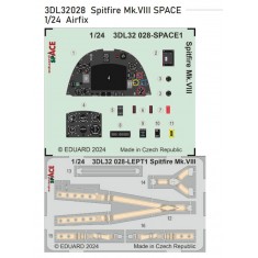 1/24 Supermarine Spitfire Mk.VIII Dashboard 3D Decal and Seatbelts PE for Airfix kits