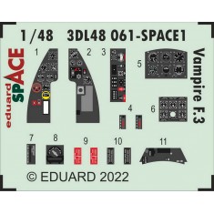 1/48 de Havilland Vampire F.3 Decals & PE parts for Airfix kits