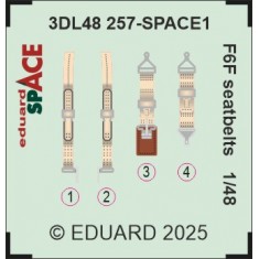 1/48 F6F Seatbelts Interior 3D Decals for Eduard kits