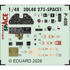 1/48 P-40K Interior Detail Parts on 3D Decal for Eduard kits