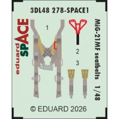1/48 MiG-21MF Seatbelts Interior Detail Parts on 3D Decal