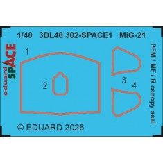 1/48 MiG-21 PFM/MF/R Canopy Seal Details on 3D Decal for Eduard Kit
