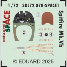 1/72 Supermarine Spitfire Mk.Vb Interior 3D Decals for Eduard kits