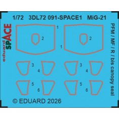 1/72 MiG-21 PFM / MF/ R / bis Canopy Seal Detail parts on 3D Decal for Eduard kits
