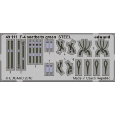 1/48 McDonnell Douglas F-4 Phantom II Green Seatbelts (Steel, 1 Photo-Etched Sheet)