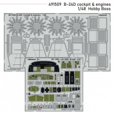 1/48 B-24D Cockpit and Engines (PE set) for Hobby Boss kits