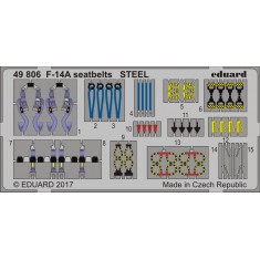 1/48 Grumman F-14A Tomcat Seatbelts for Tamiya kit #61114 (Steel, 1 Photo-Etched Sheet)