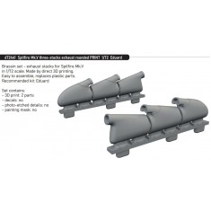 1/72 Spitfire Mk.V 3D 3-stacks Exhaust Rounded for Eduard kits