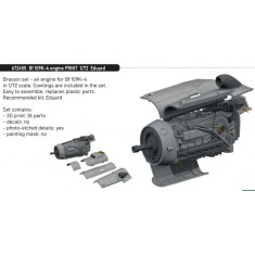 1/72 Bf 109K-4 Engine 3D-printed parts for Eduard kits