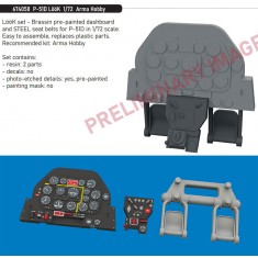 1/72 P-51D Mustang Pre-painted Dashboard and Seatbelts for Arma Hobby kits