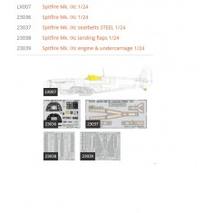 1/24 Supermarine Spitfire Mk.IXc Super Detail Set for Airfix kits