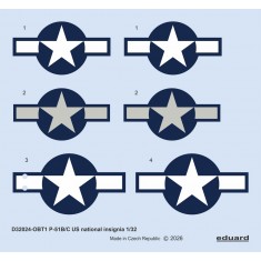 1/32 P-51B/C US National Insignia Decals for Eduard Kit